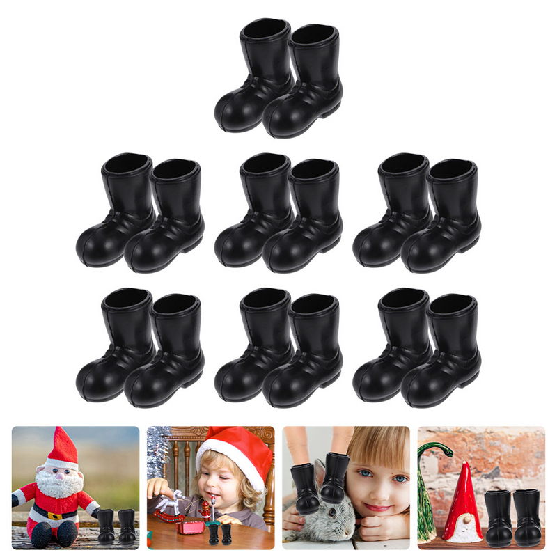 Черные Рождественские ботинки с Санта-Клаусом, Миниатюрные модели, аксессуары для кукольного домика, 7 пар