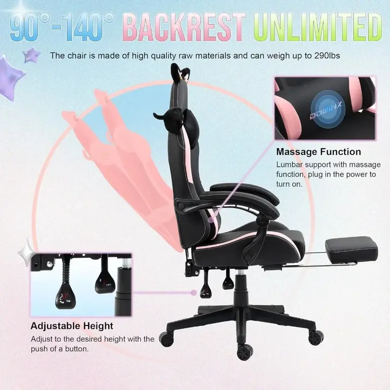 Sedia da braccio per Computer mobili per ufficio sedia ergonomica Mobile su ruote mobili per giochi domestici Gamer schienale rilassante reclinabile