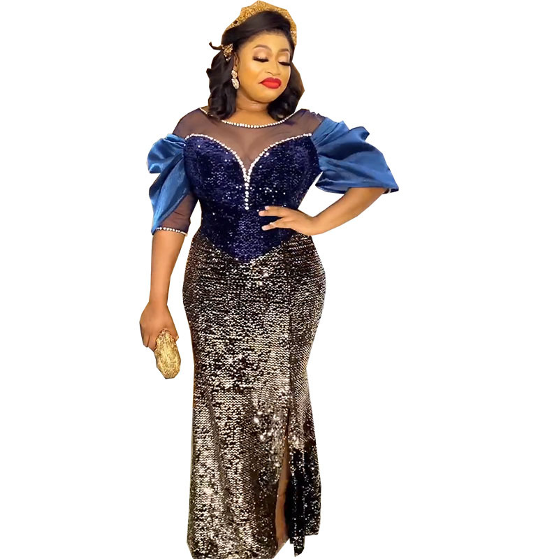 Hochzeits feier afrikanische Kleider für Frau 2023 Luxus Dashiki Pailletten Meerjungfrau Robe Dubai Truthahn Abendkleid nigerian ische Kleidung