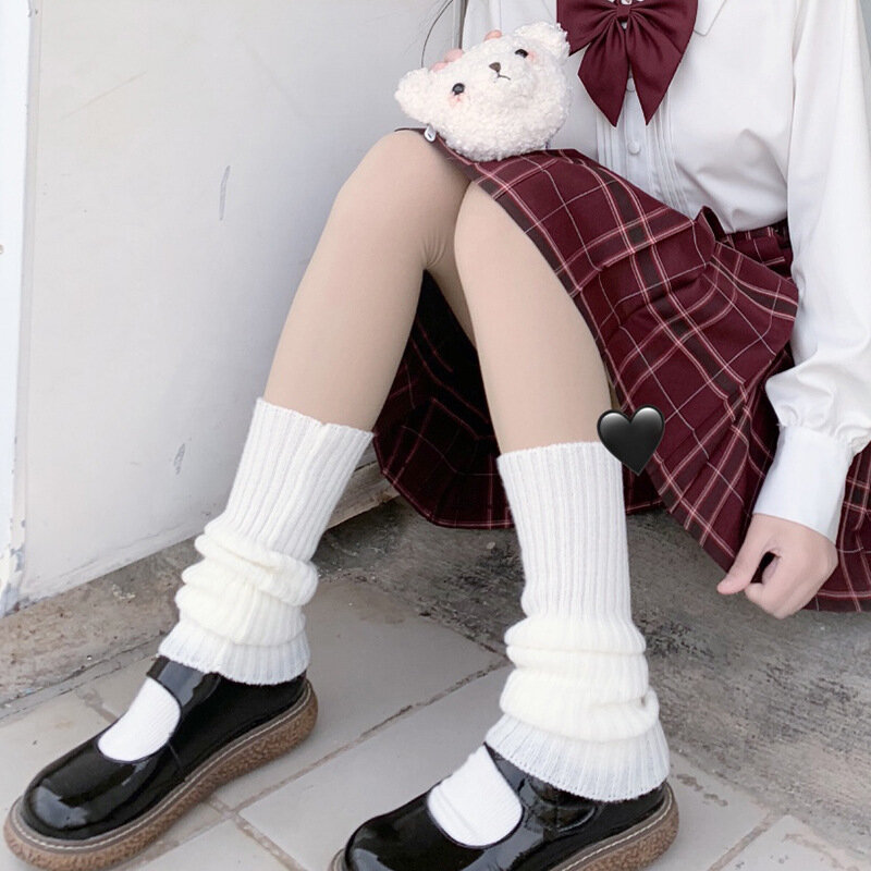 Seragam Jepang penghangat kaki JK kaus kaki panjang Lolita legging gaya Korea kaus kaki lutut tumpuk rajut penutup penghangat kaki Y2K