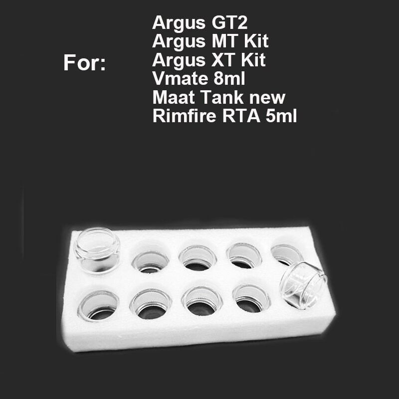 หลอดแก้วบับเบิ้ลธรรมดา10ชิ้นสำหรับ Argus GT2 Argus Mt ชุด vmate 8มล. ถังมาใหม่ Rimfire กล่องแก้วใส RTA อุปกรณ์เสริมถัง
