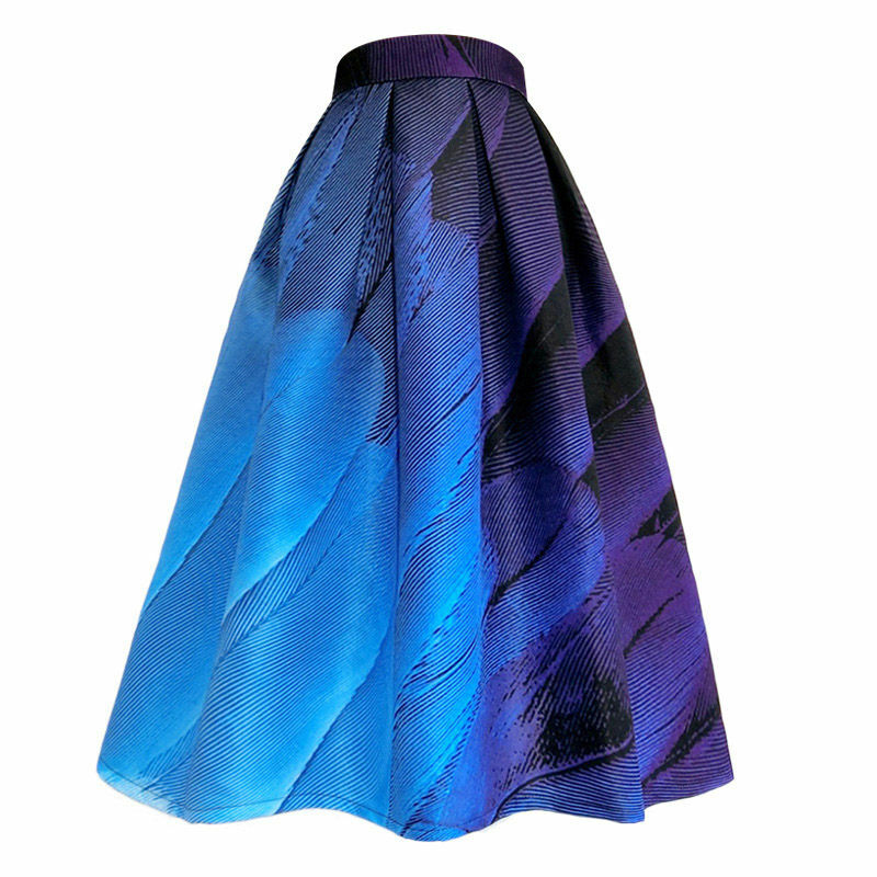 Blue Women Casual Skirts A-line Autumn Female Vintage High Waist Faldas Para Mujer Fashion Elegant Long Temperament Skirt Q590
