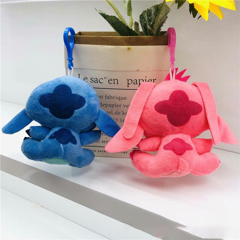 10cm kawaii Disney Stitch Plush Dolls keychain Cute Angel Stitch Spouse Stuffed Plush Toys Pendant Kids Birthday Gift