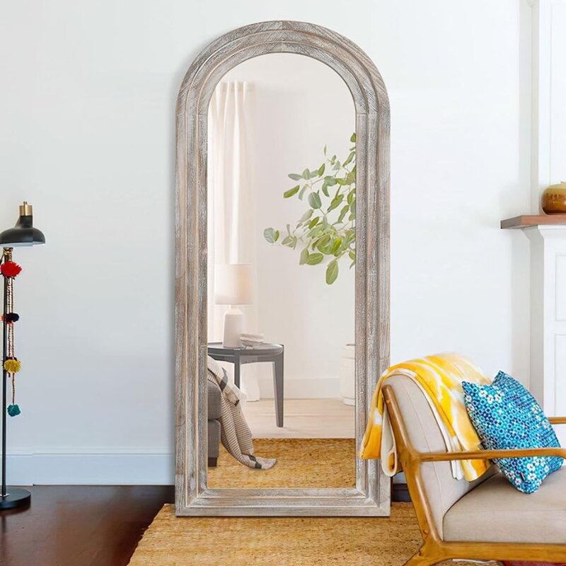 Cermin besar seluruh tubuh cermin cuaca putih kargo Gratis lantai panjang cermin untuk kamar tidur dinding ruang besar dekorasi rumah