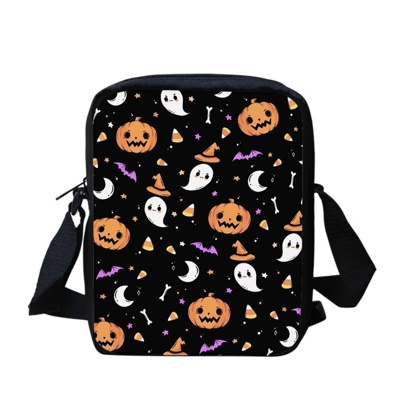 Bandolera pequeña con estampado de fantasma de calabaza para mujer, bolso de hombro informal con estampado de Halloween, compras y viajes