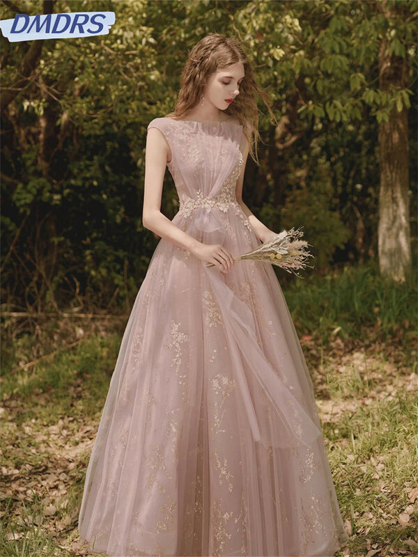 Einfaches Tüll kleid 2024 elegante ärmellose A-Linie Abendkleider charmante ärmellose boden lange Kleider vestidos de novia