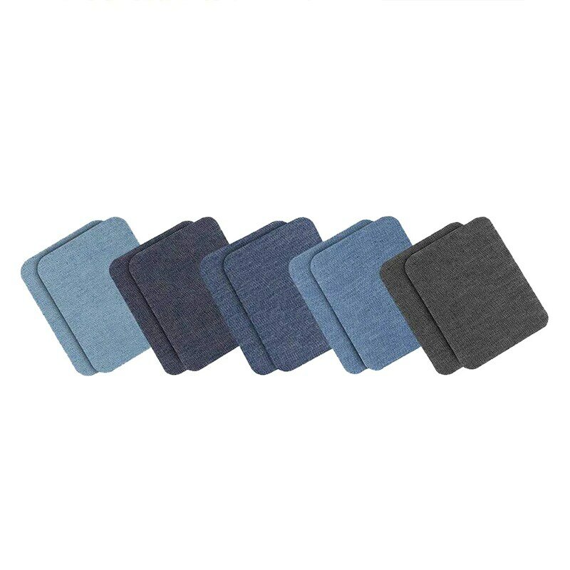 Colourful Rectangle Imitation Denim Patches Iron On Patches Knee Elbow Decorative Repair Patches Random Cutting