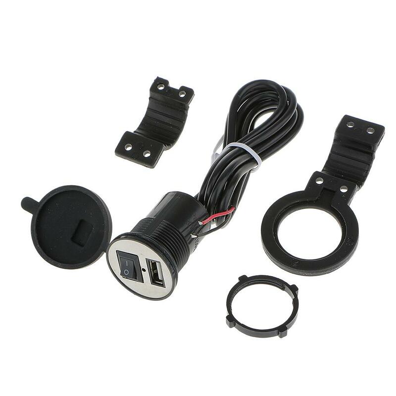 Motorcycle Mobile Phone USB Power Port Socket Charger w/ Switch Waterproof