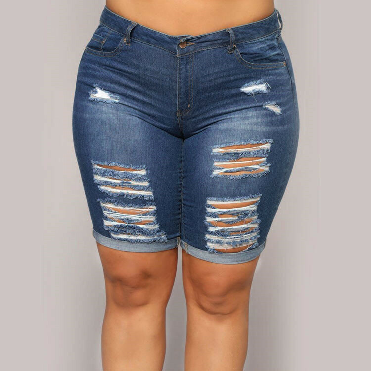Celana panjang Denim seksi pinggang tinggi baru musim panas 2023 celana Jeans wanita robek pakaian wanita