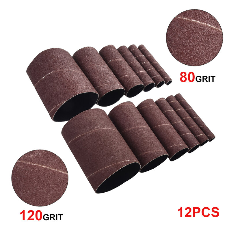 12Pcs Sanding Paper Drum Sleeves 80/120Grit Sanding Paper Drum For Metal Woodworking Polishing Sanding Paper Abrasives Tools