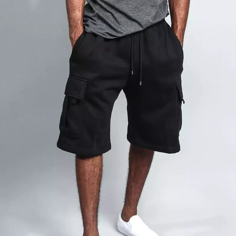 Pantaloncini sportivi larghi in cotone multitasche da uomo, abbigliamento stile hip-hop americano, pantaloni fitness a cinque punti