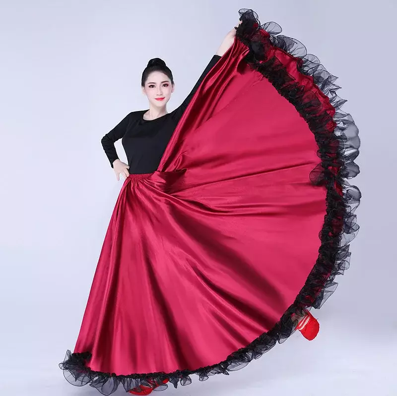 Faldas de Flamenco para mujer, vestido español para mujer, falda de columpio gitano, coro, actuación en escenario, disfraces de baile grandes de corrida de toro de España