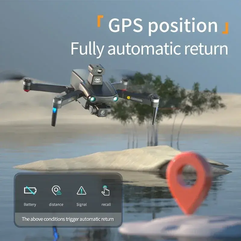 GEETHA S802 Drone Professional 3-axis Gimbal HD Foldable Dual Cameras EIS Anti-shake GPS Optical Flow Positionin WIFI FPV Drone