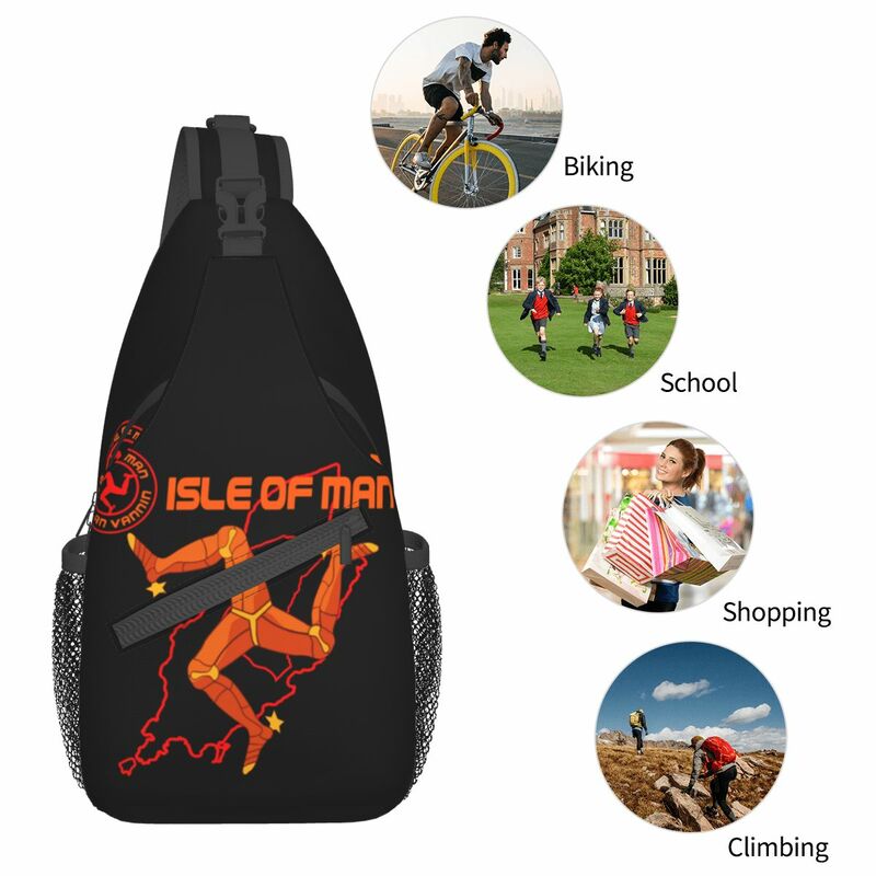 The Isle Of Man Race Crossbody Sling Bag Small Chest Bag Vintage Motorcycle Shoulder Backpack Daypack Travel Hiking Sports Pack