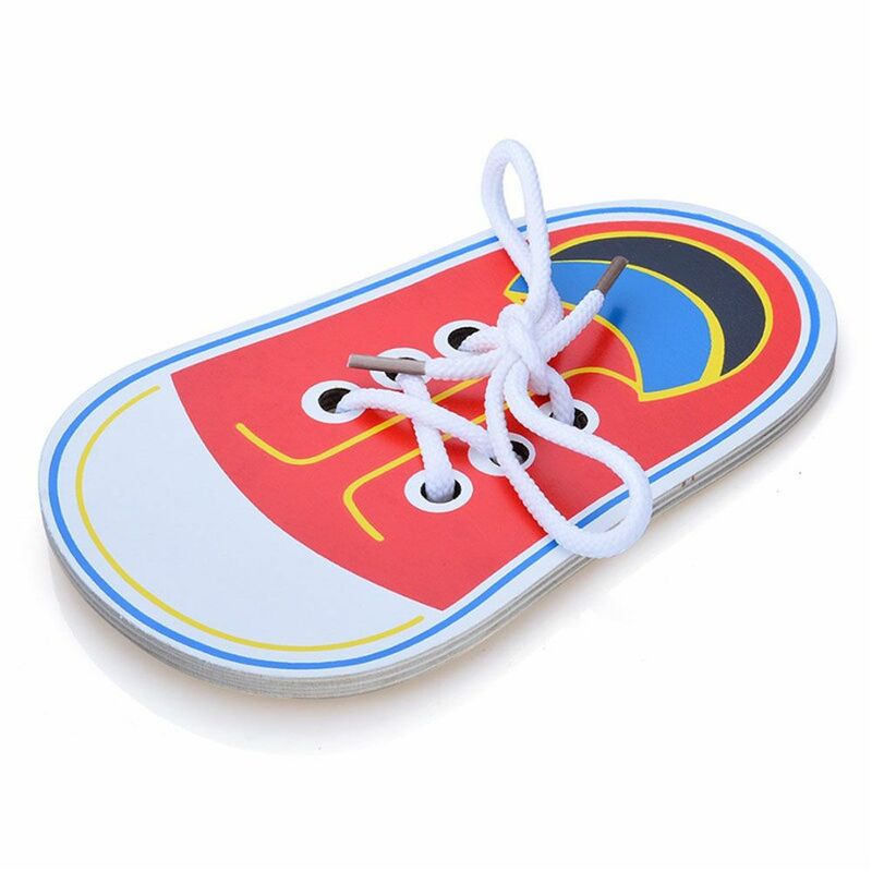 Funny Learning Children Teaching Educational Toys Shoe Lace Wooden Tie Shoelaces Toys