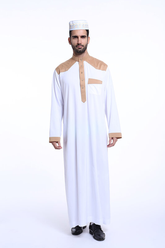 Vestido Abaya islámico de manga larga para hombres, ropa tradicional árabe saudita, Jubba Thobe, Túnica musulmana, Eid, Ramadán, Dishdasha, oración