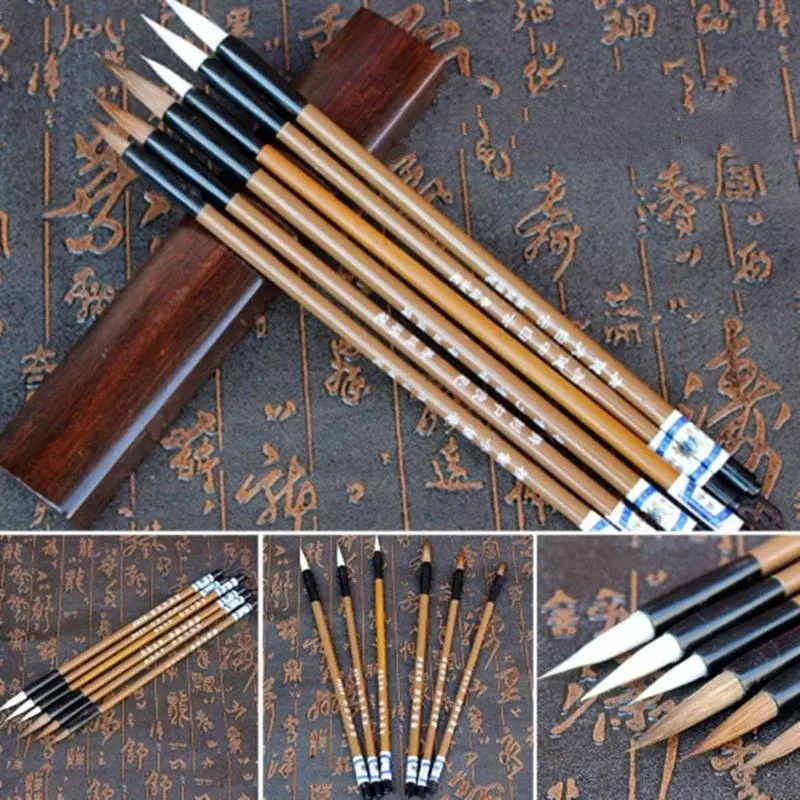 Набор кистей для письма из традиционного китайского бамбука, офисные и школьные принадлежности для каллиграфии, держатель для ручек, принадлежности для рисования, 3 шт.
