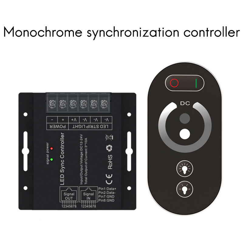 Controlador LED RF inalámbrico, Control remoto de prensa, bajo voltaje, monocromo LED síncrono de un solo canal, 12-24V