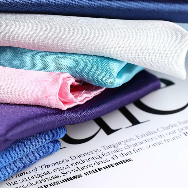 ผ้าเช็ดหน้าผ้าไหมสี่เหลี่ยม15สีล้วนมีกระเป๋าผ้าซาตินสีล้วนแบบเรียบมีกระเป๋าแฟชั่นสุดชิค