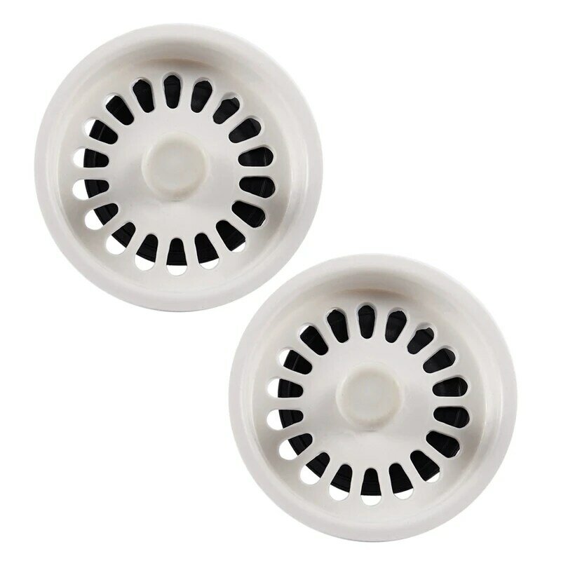 2X tappo per rifiuti alimentari Spin Lock filtro di scarico per lavello 3.1 pollici Dia bianco nero plastica