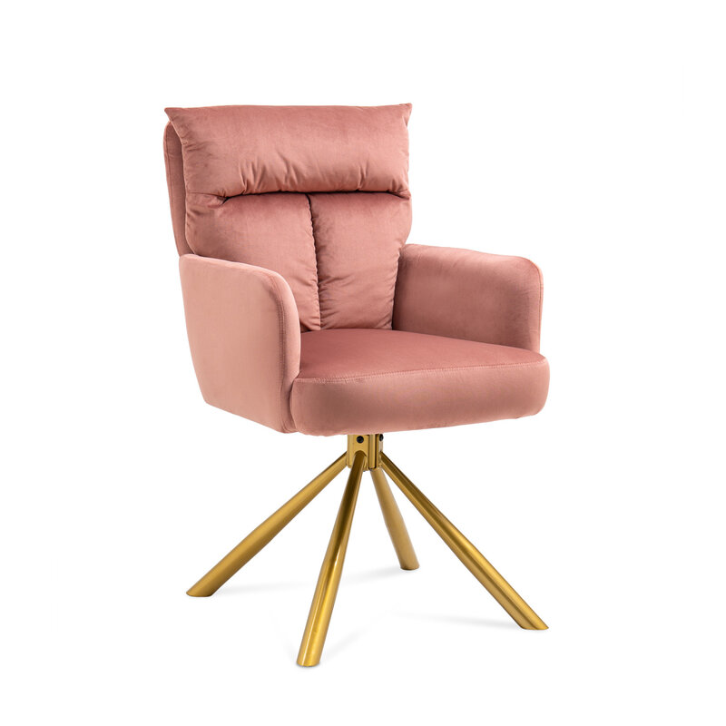 Chaise d'appoint à dossier haut en velours rose contemporain, design chic, confort en peluche pour élever votre spa de vie