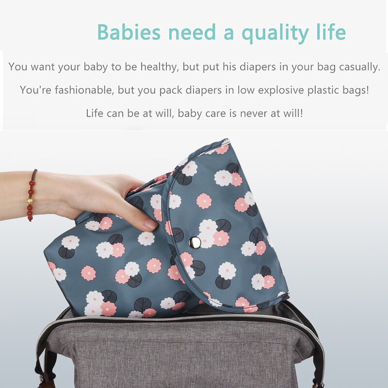 Bolsa de pañales impermeable reutilizable para bebé, bolso de gran capacidad para mamá, bolsa de almacenamiento de pañales, bolsa de transporte esencial para ir O