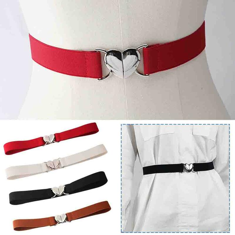 Modny cienki elastyczny pasek damski Love Heart Metal Belt Cinch Coat Dress Waist Seal Belts Akcesoria dla kobiet W3D6