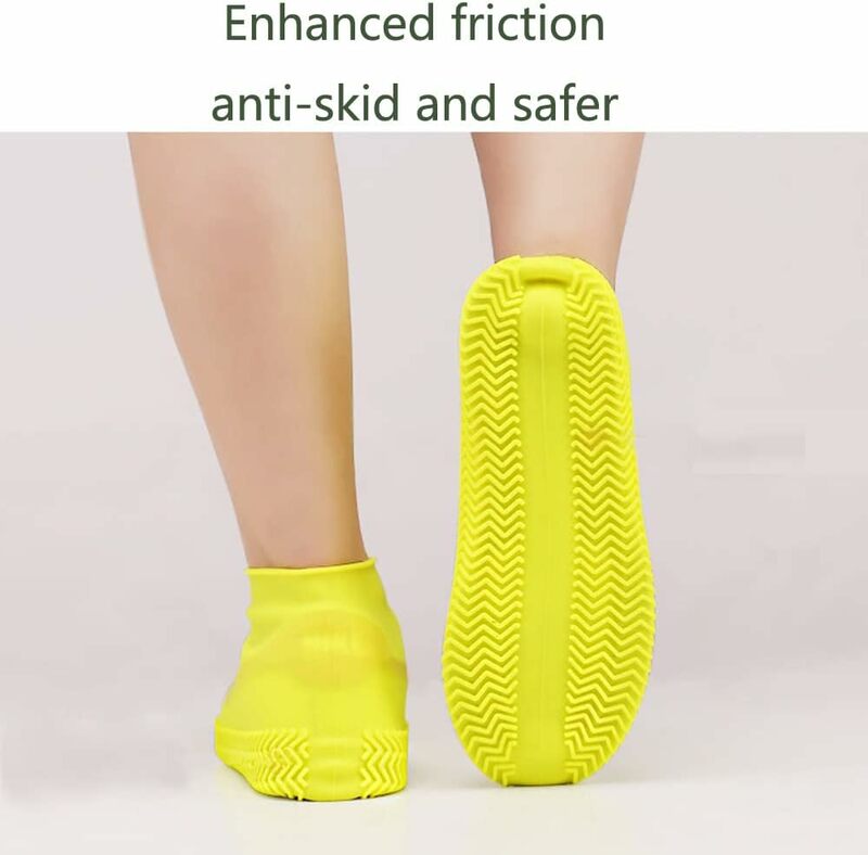 1 Pair Waterproof Non-slip Silicone Shoes Rain Boots Unisex Sneakers Protector For Outdoor Rainy Day Reusable Rain Shoe Cover