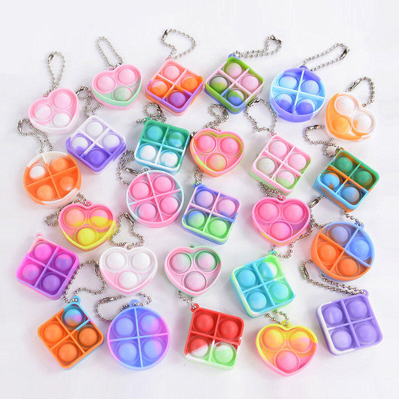 10/20pcs Mini Pop Keychain Toddler Sensory Fidget Toys Bulk Classroom Prizes Kids Birthday Party Favors Wedding Gift for Guests