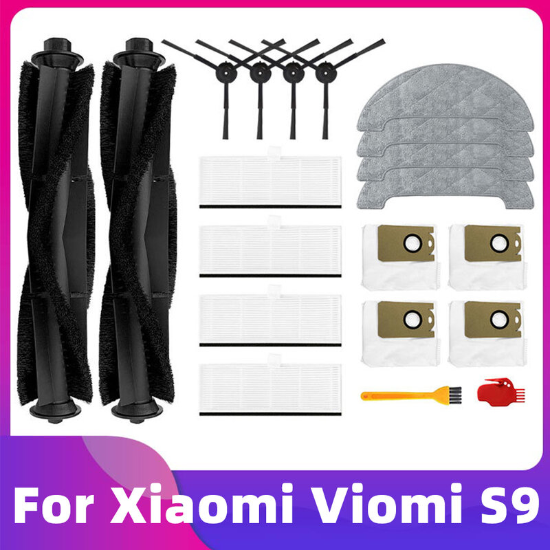 Para Xiaomi Viomi S9 Robô Aspirador Hepa Filtro Lado Principal Escova Saco De Poeira Mop Panos Acessórios Kits de Peças De Reposição