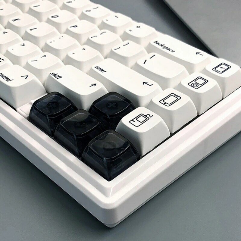Y1UB 1.75u XDA Keycaps branco para jogos cristal transparente para teclado Mecânico