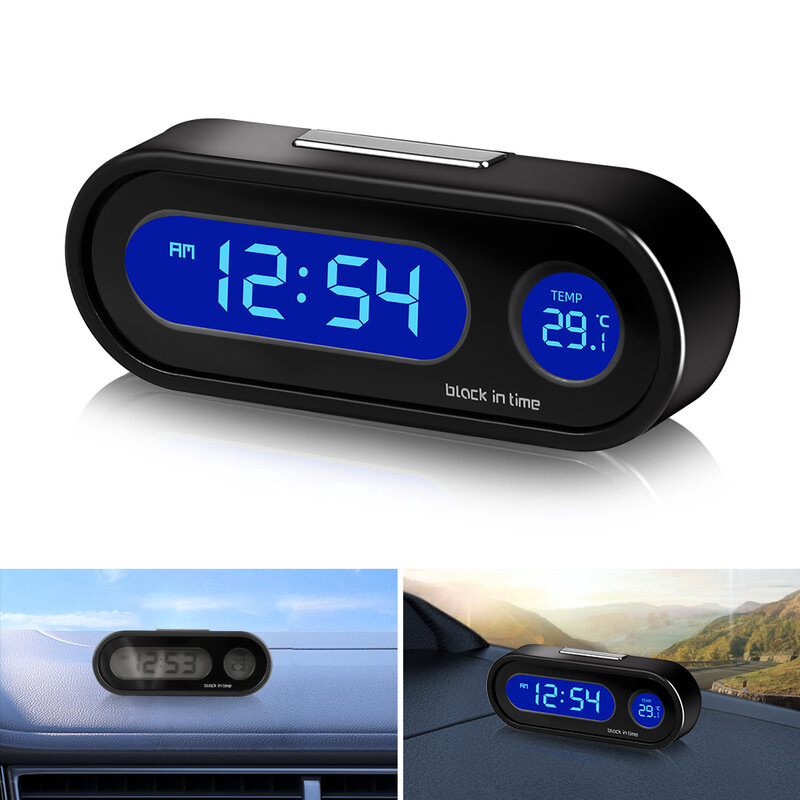 Jam Waktu mobil, jam tangan Mini elektronik Auto, termometer Interior bercahaya, lampu belakang LCD, tampilan Digital, aksesoris mobil