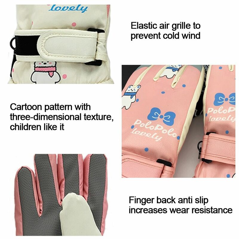 Guanti da sci per bambini antivento impermeabili addensare guanti da sci per bambini caldi neonate Snow Snowboard guanti sportivi all'aperto