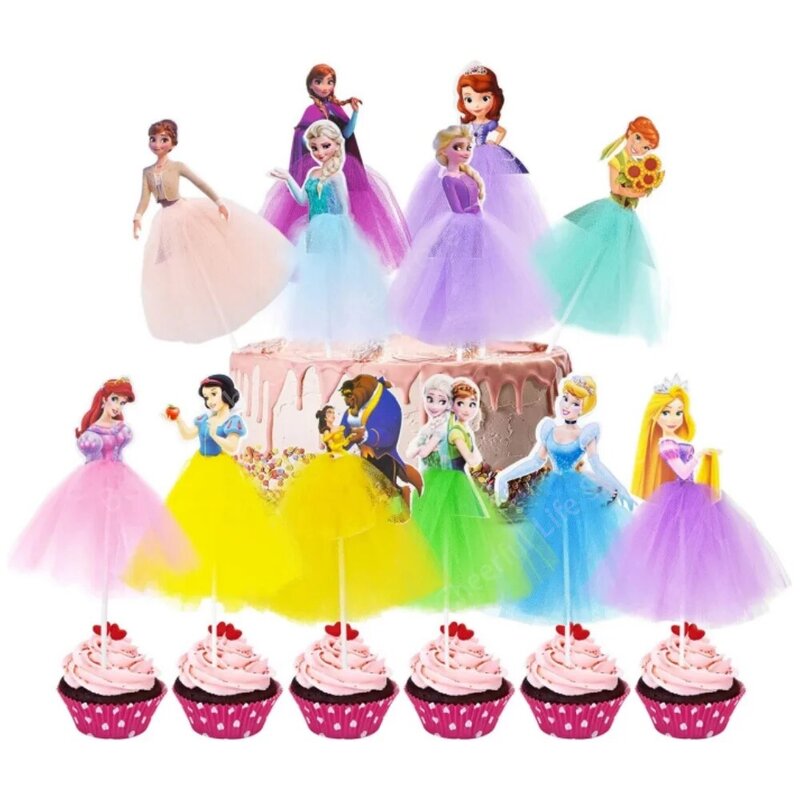Disney Prinzessin Cupcake Topper Aschenputtel Elsa Schnee wittchen Kuchen Topper Dekorationen für Baby party Mädchen Geburtstags feier Lieferungen