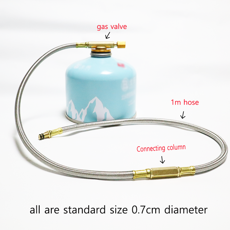 Camping Outdoor Stove Replacement Extend Tube Adapter Extended Gas Hose 1m Gas Hose and Valve with Extension Tube Adapter