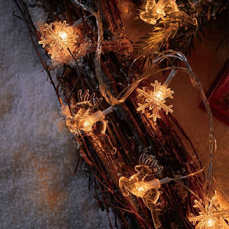 Guirnalda de luces LED de copos de nieve para decoración navideña, guirnalda de luces de hadas con batería, 1,5 M/3M, Año Nuevo, 2024