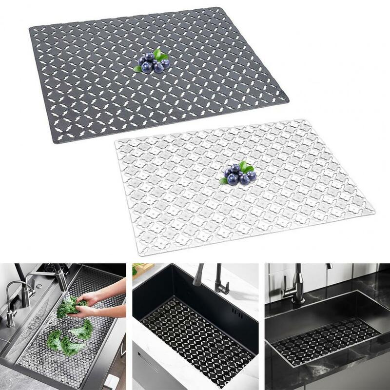 Anti-Slip PVC Cozinha Sink Mat Set, Design Rhombus Oco, Protege cerâmica, pias de aço inoxidável, almofada de drenagem