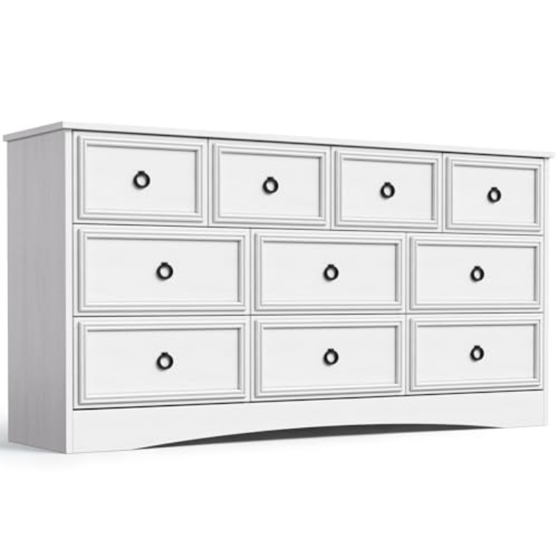 0 Drawer Dresser, Dressers for Bedroomand Storage Clothes - Easy Pulls Handle, Textured Borders Living Room, Hallway, White