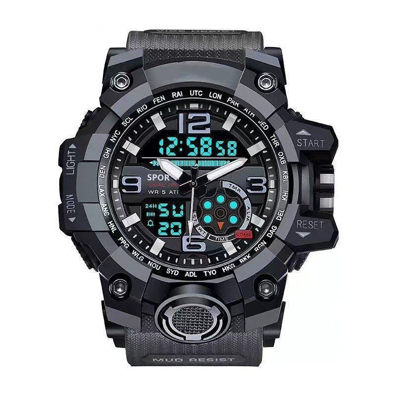 Kegllect wielofunkcyjna mężczyźni wodoodporne zewnętrzne sportowy zegarek elektroniczny z podwójnym wyświetlaczem duże tarcze zegarki elektroniczne studenckie