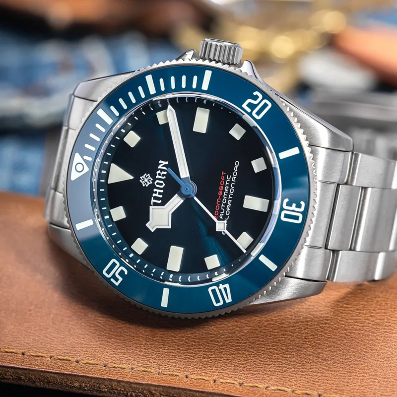 THORN 39mm Titanium Watch Men Homage Vintage PT5000 Movement Automatic Sapphire Crystal C3 Super Luminous 200M Waterproof Watch