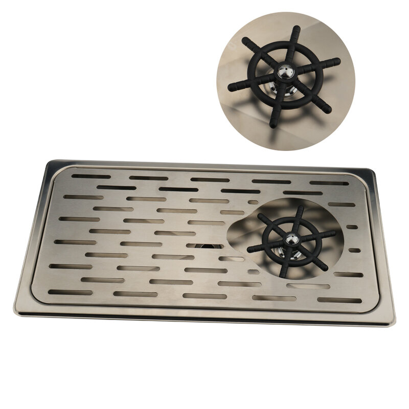 Enjuagador de vidrio de acero inoxidable 304, herramienta de limpieza para fregadero de cocina, lavado de vasos automático de Metal cepillado