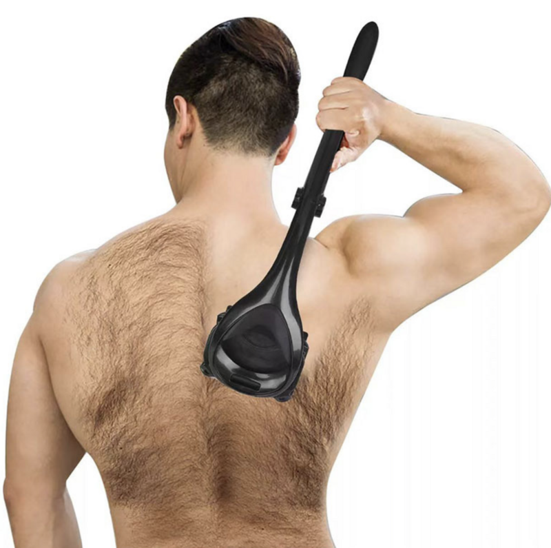 Removedor de pêlos indolor para homens, raspador manual, cabo longo, lâmina de barbear, dobrável, masculino