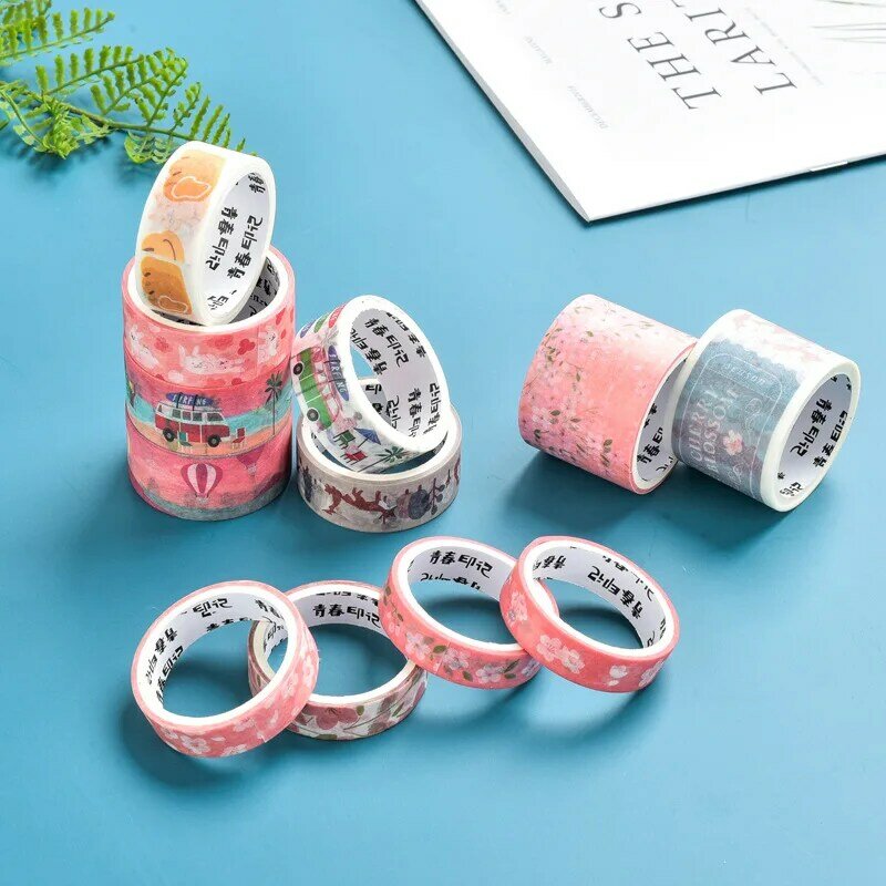 Kawaii Fresh Japanese Style Flowers Washi Tape Set Scrabooking Diy Journal Stationery Masking Tapes Deco School Office Supplies