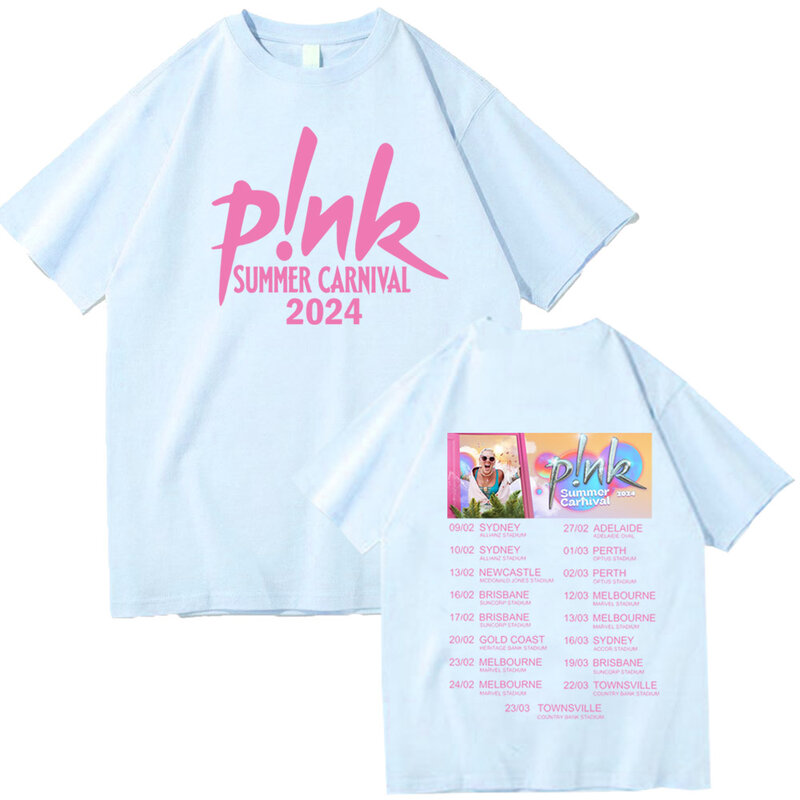 Unisex rosa cantor O-pescoço manga curta t-shirt, camisas Harajuku, presente do carnaval, verão, P!nk, fãs, 2024