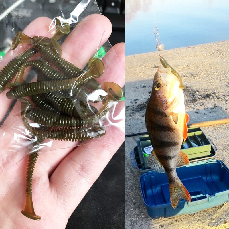 20 lub 50 sztuk Jig Wobblers Fishing Lure silikonowe 5cm 0.8g robak miękka przynęta spiralny ogon pływać sztuczne przynęty Carp Bass Pesca Tackle