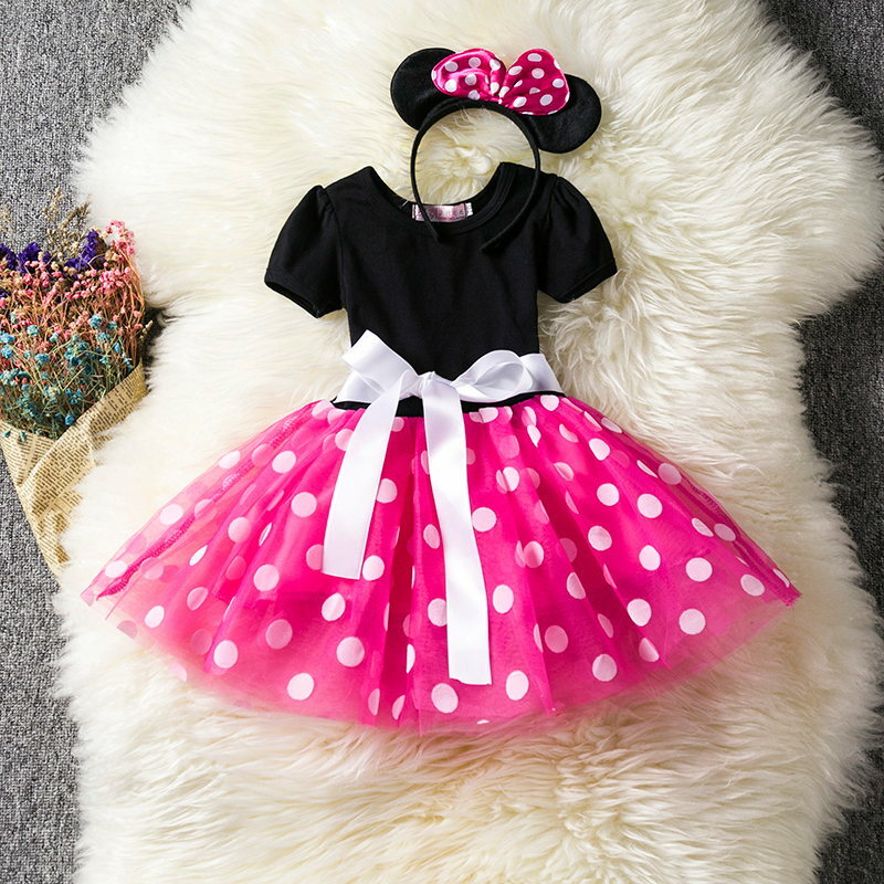 Lato 1 rok dziewczynka sukienka Minne Party Girls Tutu sukienka maluch dzieci ubrania dla dzieci 1st stroje urodzinowe Infantil Vestidos