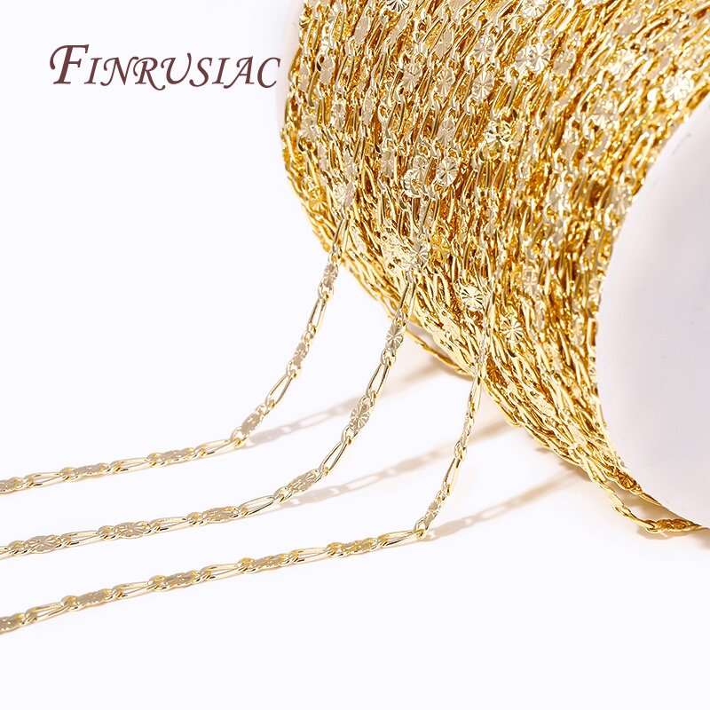 Wholesale Bulk Cable Chains For Jewelry Making,14K Gold Plated Metal High Quality Spool Chains DIY Necklace Bracelet Accessories