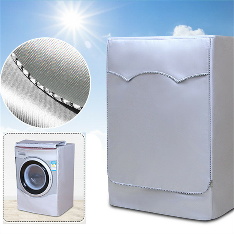 Cubierta impermeable para lavadora y secadora, protector solar totalmente automático, de poliéster y plata, a prueba de polvo