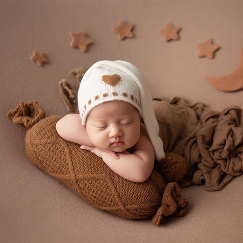 Newborn Photography Props Candy Shape Pillow Knitted Baby Girls Posing Pillow for 0-3M Infant Studio Photo Shooting Accessories