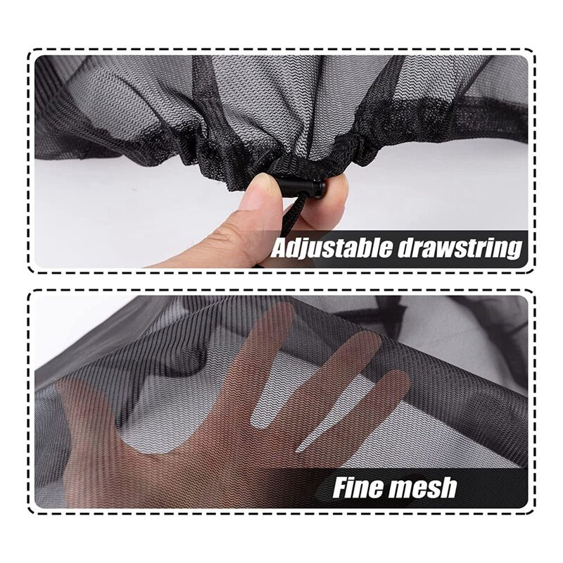 4 Pcs Black Mesh Cover For Rain Barrel - Rain Barrel Net Cover With Drawstring For Preventing Fallen Leaves And Small Objects